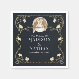 Servilleta De Papel Elegante Boda Art Nouveau Owls