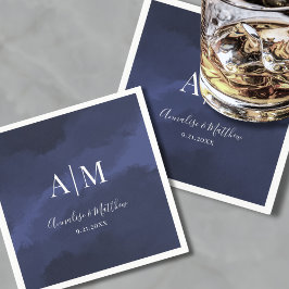 Servilleta De Papel Elegante Boda azul de la Marina