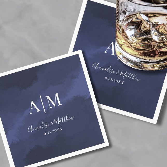 Servilleta De Papel Elegante Boda azul de la Marina (Elegant Navy Blue Wedding Napkins)