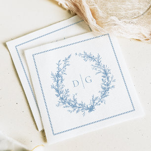 Servilleta De Papel Elegante Boda azul monograma