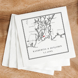 Servilleta De Papel Elegante Boda blanco negro de Newport Rhode Island