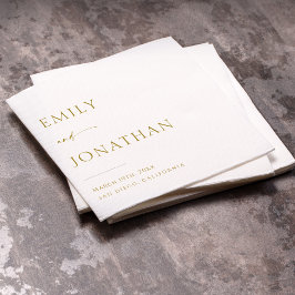 Servilleta De Papel Elegante Boda blanco y dorado