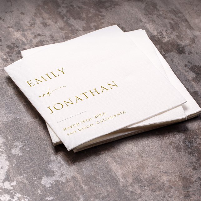 Servilleta De Papel Elegante Boda blanco y dorado (Subido por el creador)