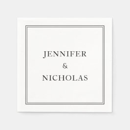Servilleta De Papel Elegante Boda Blanco Y Negro