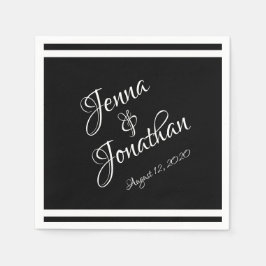 Servilleta De Papel Elegante Boda blanco y negro