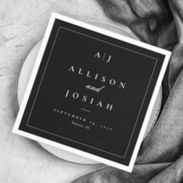 Servilleta De Papel Elegante Boda blanco y negro