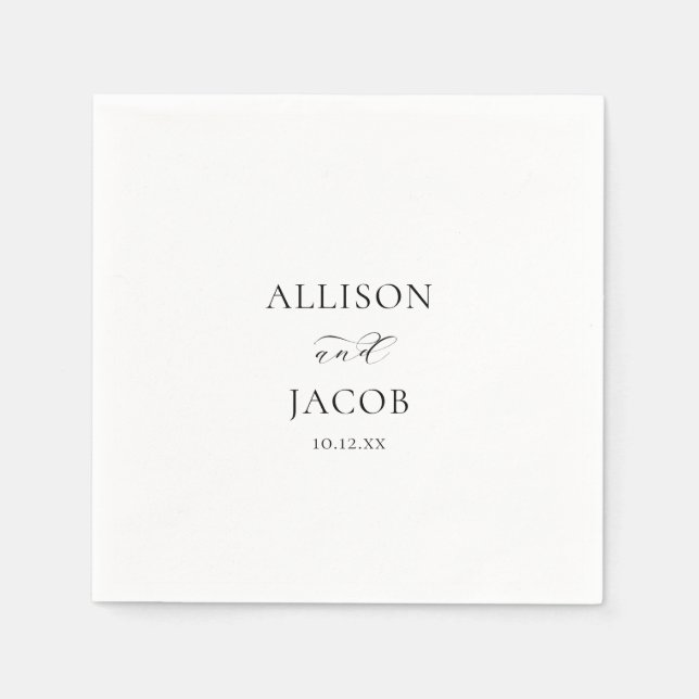 Servilleta De Papel Elegante Boda blanco y negro (Anverso)
