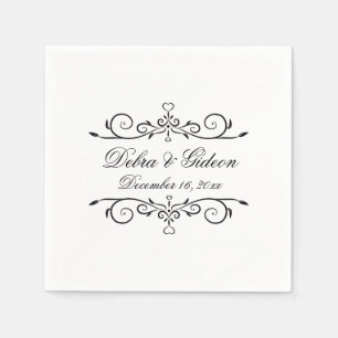 Servilleta De Papel Elegante Boda blanco y negro floreciente