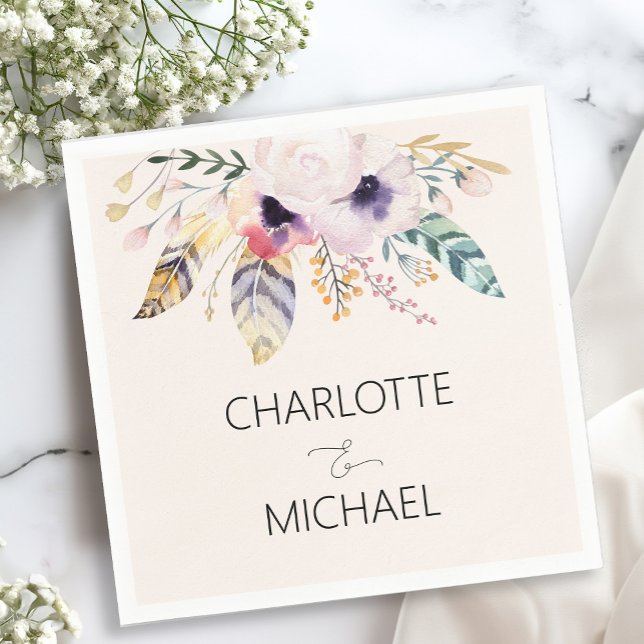 Servilleta De Papel Elegante Boda Boho Bouquet (Subido por el creador)