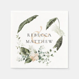 Servilleta De Papel Elegante Boda Boho Floral Greenery