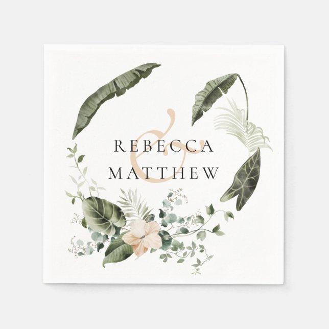 Servilleta De Papel Elegante Boda Boho Floral Greenery (Anverso)