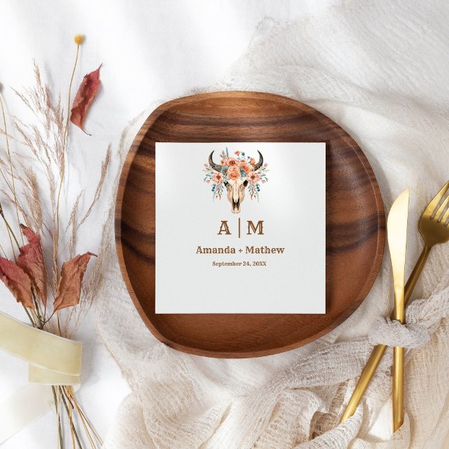 Servilleta De Papel Elegante Boda Boho Western Cowboy (Subido por el creador)