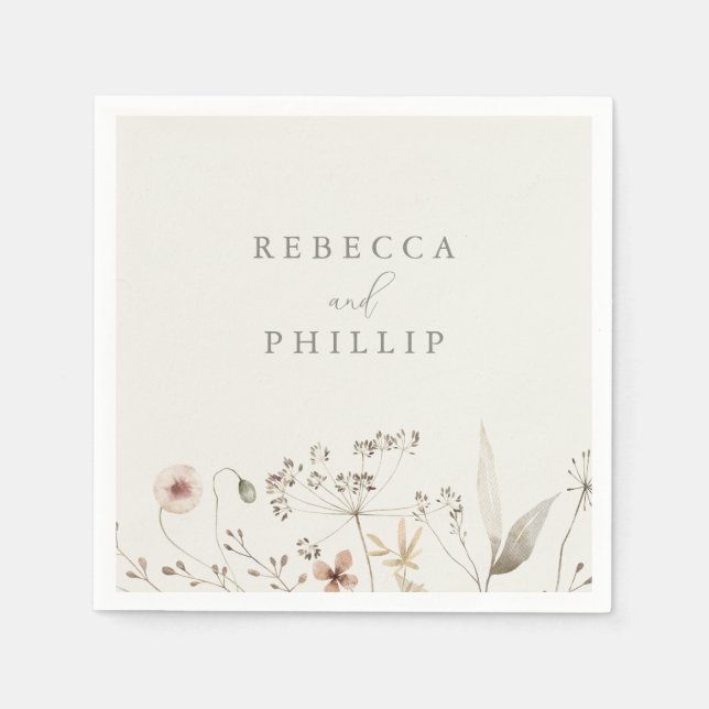 Servilleta De Papel Elegante Boda Boho Wildflower (Anverso)