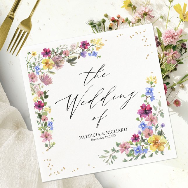 Servilleta De Papel Elegante Boda Boho Wildflower (Subido por el creador)