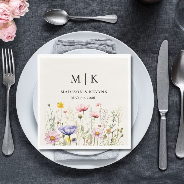 Servilleta De Papel Elegante Boda Boho Wildflower Napkins (Subido por el creador)