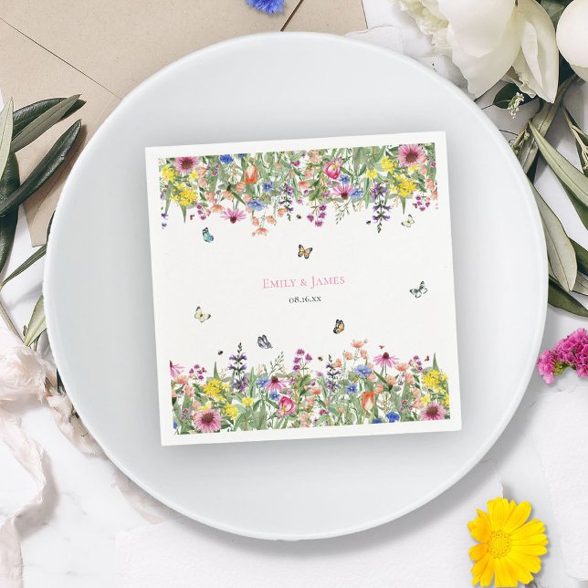 Servilleta De Papel Elegante Boda Boho Wildflowers (Subido por el creador)