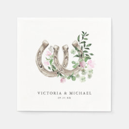 Servilleta De Papel Elegante Boda botánico de Clover Horseshoes