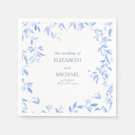 Servilleta De Papel Elegante Boda botánico floral azul francés