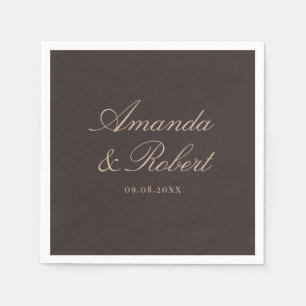 Servilleta De Papel Elegante Boda Caligrafía Marrón