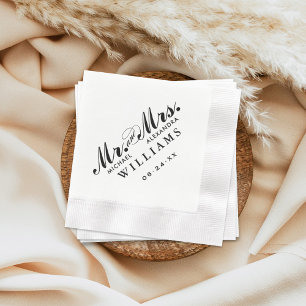 Servilleta De Papel Elegante Boda Caligrafía Señor y Señora Negra