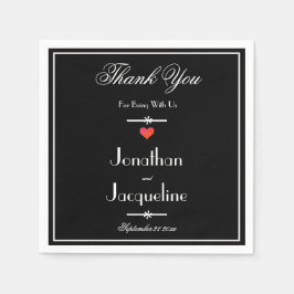 Servilleta De Papel Elegante Boda Chic Negro & Blanco Corazón Rojo Pap
