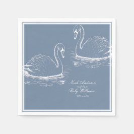 Servilleta De Papel Elegante Boda Clásica Azul Polvoriento