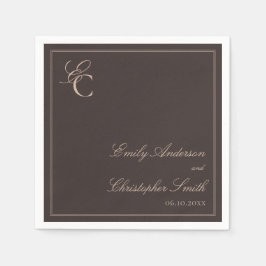 Servilleta De Papel Elegante Boda Clásica Marrón