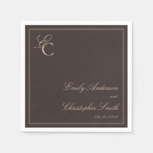Servilleta De Papel Elegante Boda Clásica Marrón