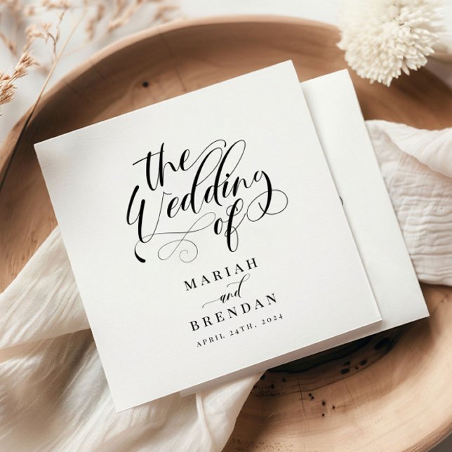 Servilleta De Papel Elegante Boda Clásico de Caligrafía (Subido por el creador)