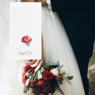 Servilleta De Papel Elegante Boda con estilo floral rojo