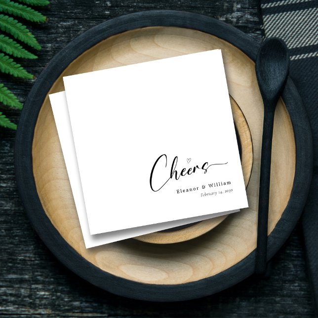 Servilleta De Papel Elegante Boda con letras de mano (Personalized Elegant Cheers Hand-Lettering Wedding Napkins)