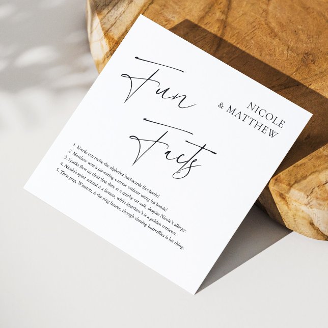Servilleta De Papel Elegante Boda Cursivo Divertido Hechos Personaliza (Elegant Cursive Fun Facts Personalized Wedding Napkins)