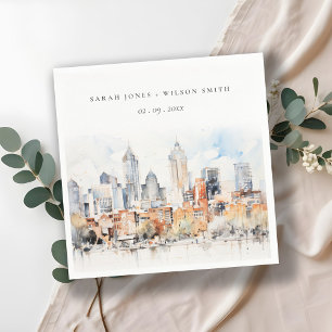 Servilleta De Papel Elegante Boda de acuarela de Denver Colorado Skyli