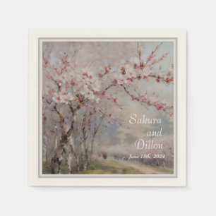 Servilleta De Papel Elegante boda de acuarela de flor de cerezo 