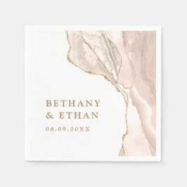 Servilleta De Papel Elegante Boda de Agate de Marfil de Oro