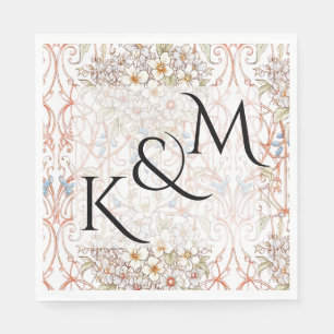 Servilleta De Papel Elegante Boda de Arco Floral Vintage Pastel