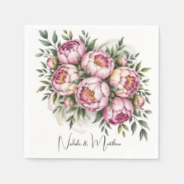 Servilleta De Papel Elegante Boda de arreglos florales de Peony