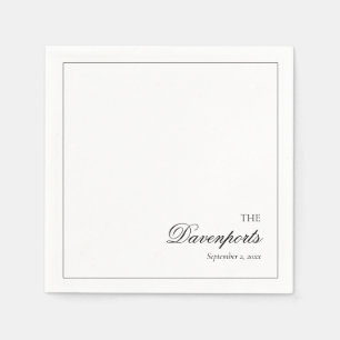 Servilleta De Papel Elegante Boda de Arte Minimalista en Blanco y Negr