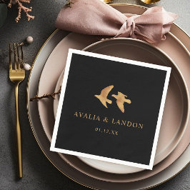 Servilleta De Papel Elegante Boda de Aves Doradas