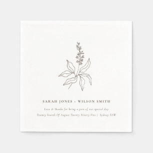 Servilleta De Papel Elegante Boda de boceto botánico floral