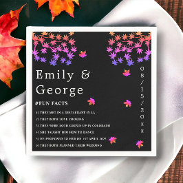 Servilleta De Papel Elegante Boda de Caída de Hojas Brillantes Negra Y