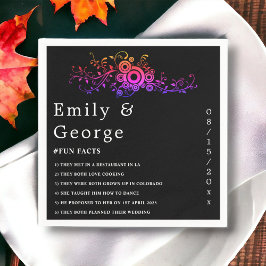 Servilleta De Papel Elegante Boda De Caída De Neón Blanco Y Negro