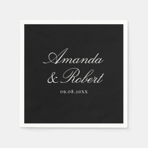 Servilleta De Papel Elegante boda de caligrafía en negro y blanco