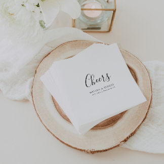 Servilleta De Papel Elegante Boda de caligrafía Minimalista Cheers