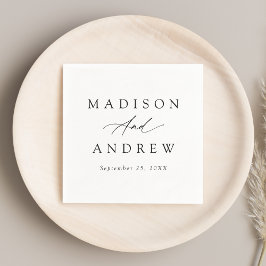 Servilleta De Papel Elegante Boda de caligrafía negra