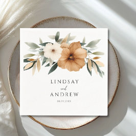 Servilleta De Papel Elegante Boda de Cobre y Botánica Terrosa