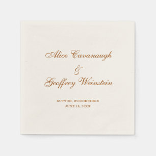 Servilleta De Papel Elegante Boda de Cobre y Marfil Simple