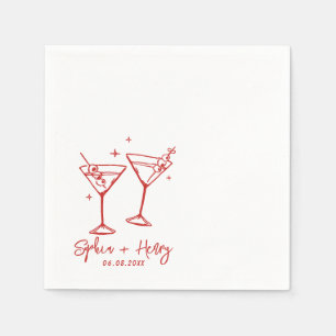 Servilleta De Papel Elegante Boda de cócteles Moderno Hand Drawn