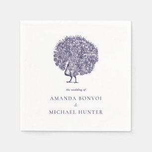 Servilleta De Papel Elegante Boda de color azul vintage de pavo real m