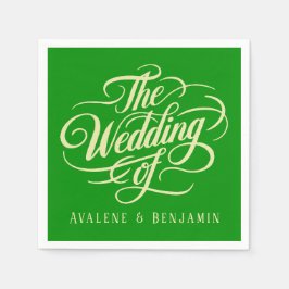 Servilleta De Papel Elegante Boda de colores verde de la bodega y el b